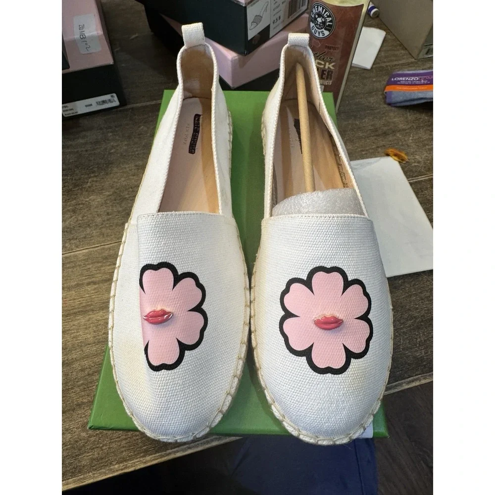 $148 Kate Spade Gavyn Optic White Peony‎ Shoes Espadrille Flats Size 10 M